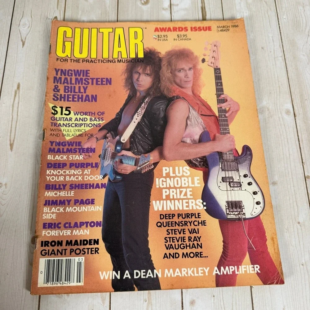 Guitar Mag Mar 1986 Awards Yngwie Malmsteen Iron Maiden Poster